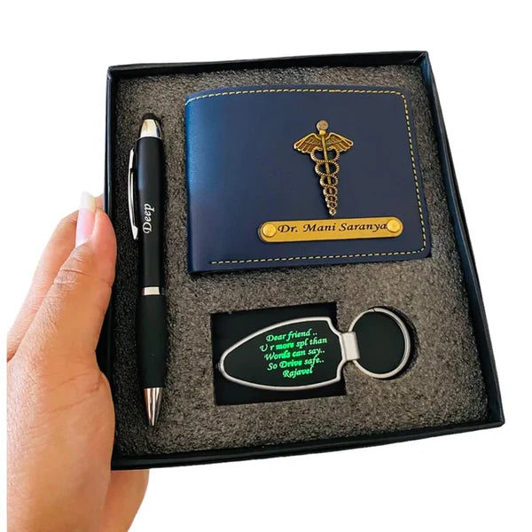 Men's Wallet with LED Pen & Keychain