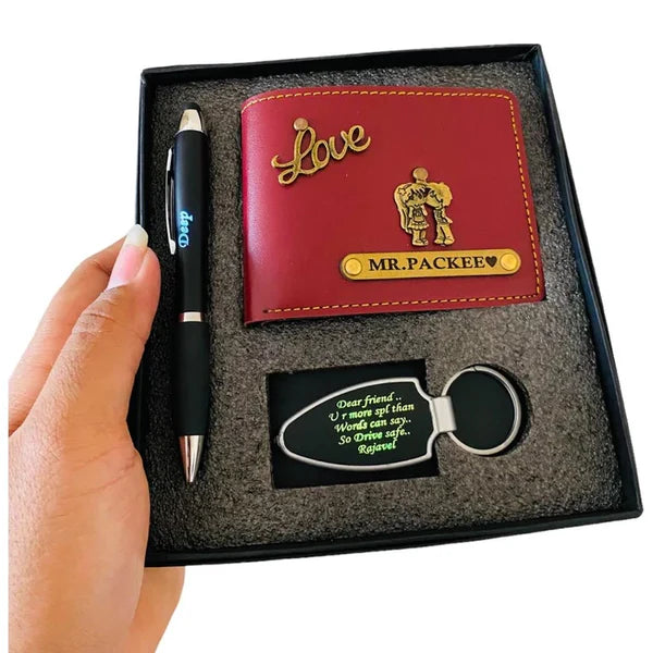 Men's Wallet with LED Pen & Keychain