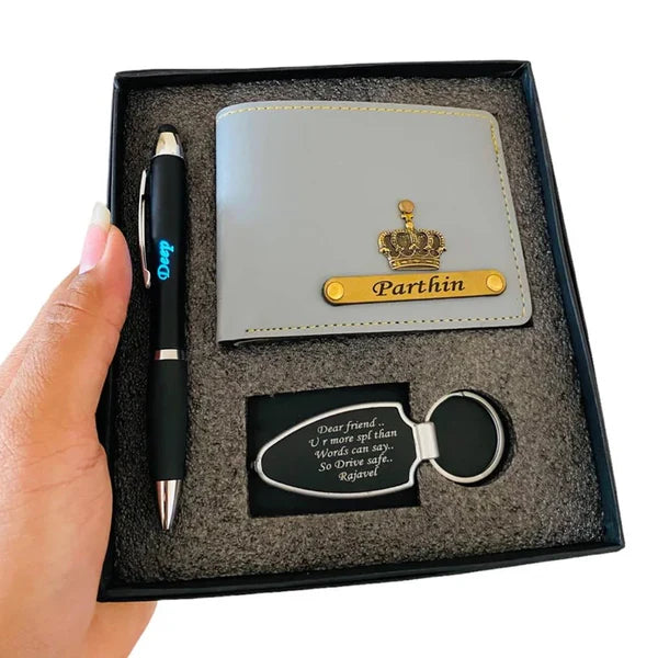 Men's Wallet with LED Pen & Keychain