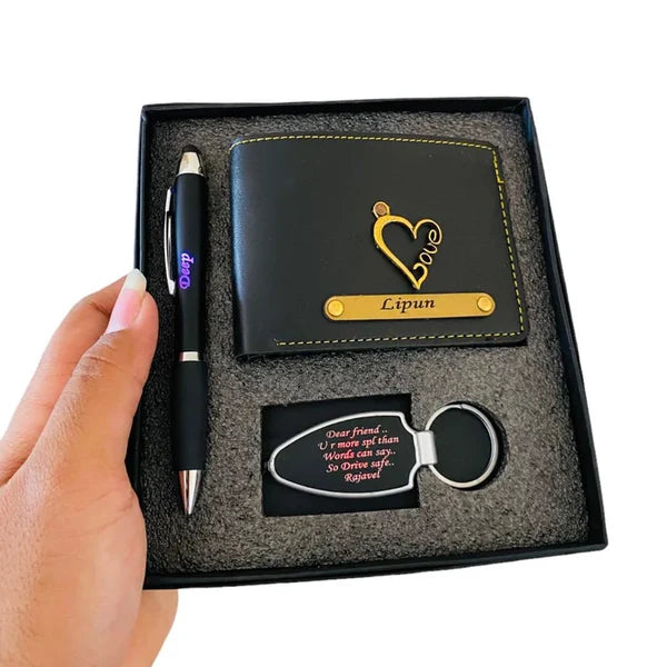 Men's Wallet with LED Pen & Keychain